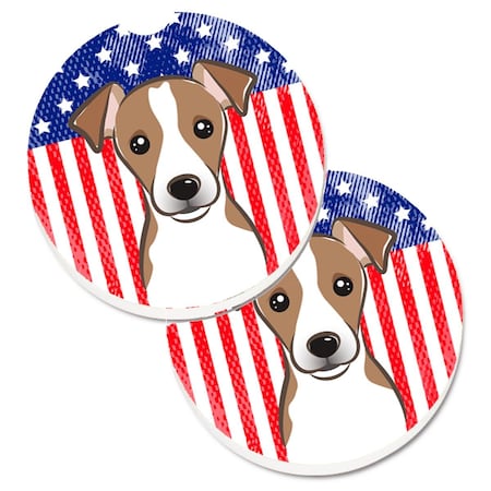 Carolines Treasures American Flag and Jack Russell Terrier  Cup Holder Car Coaster, PK2 BB2190CARC